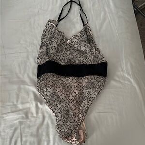 Lace Bodysuit - Black and Pink